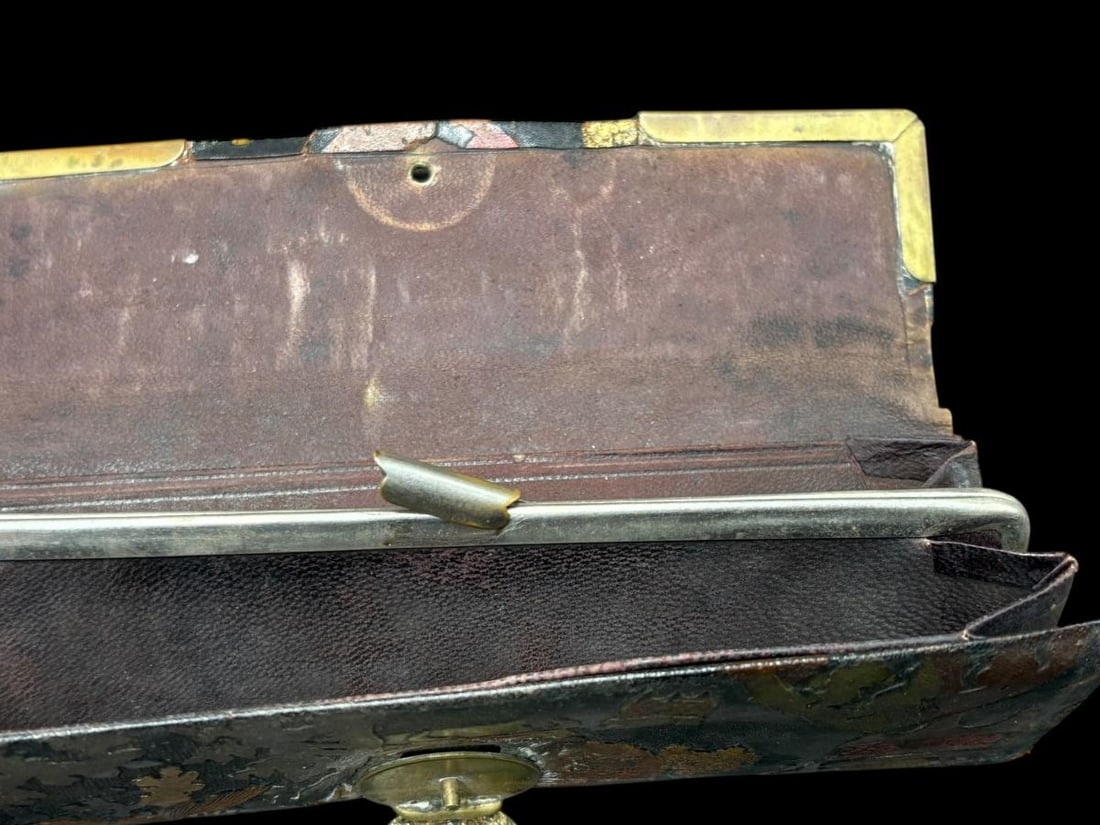 Estate Lot of 5 Antique Chinese & Bronze: Box, Bottle, Tray, Vase & Leather Wallet - 19