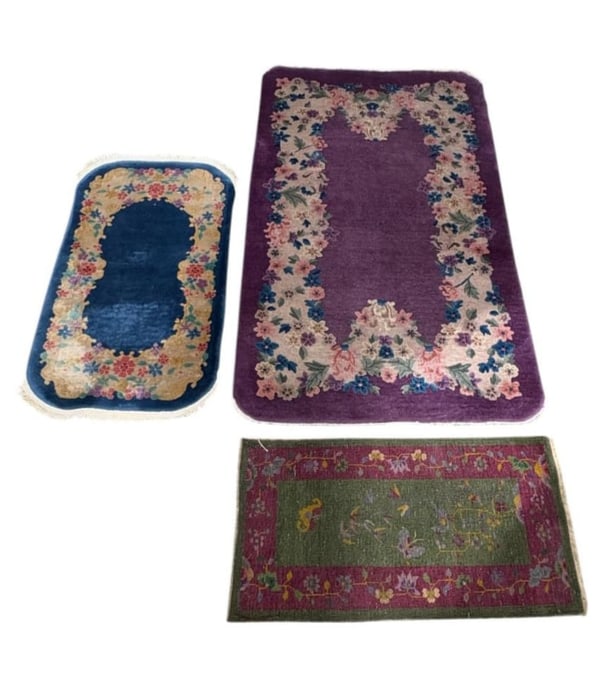 Estate Lot of 3 Wool & Cotton Woven Chinese Rugs (1 of 20)