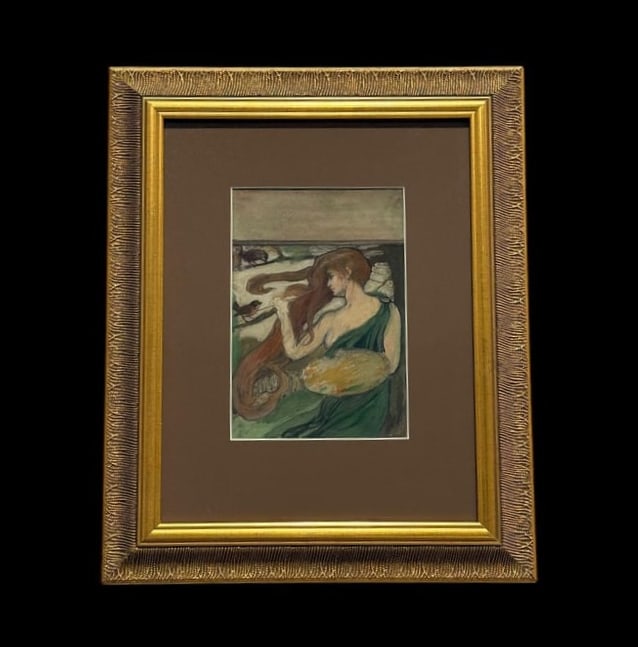 Margaret Eaton 1871-1953 Watercolor Framed Art "The Woman Artist": Margaret Eaton 1871-1953 Watercolor Framed Art "The Woman Artist". Margaret Fernie Eaton (New York, New Jersey / England, 1871 - 1953). This is a beautiful watercolor/gouache on paper. Showing a lovel