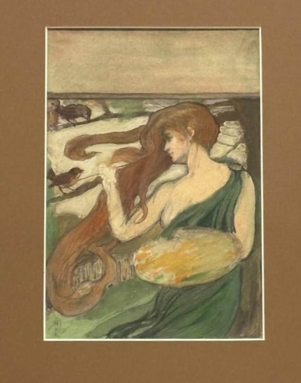 Margaret Eaton 1871-1953 Watercolor Framed Art "The Woman Artist" - 2