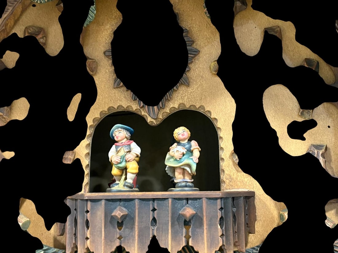 Large Black Forest German Carved 8 Day Musical Cuckoo Clock - Boy & Horses - 3