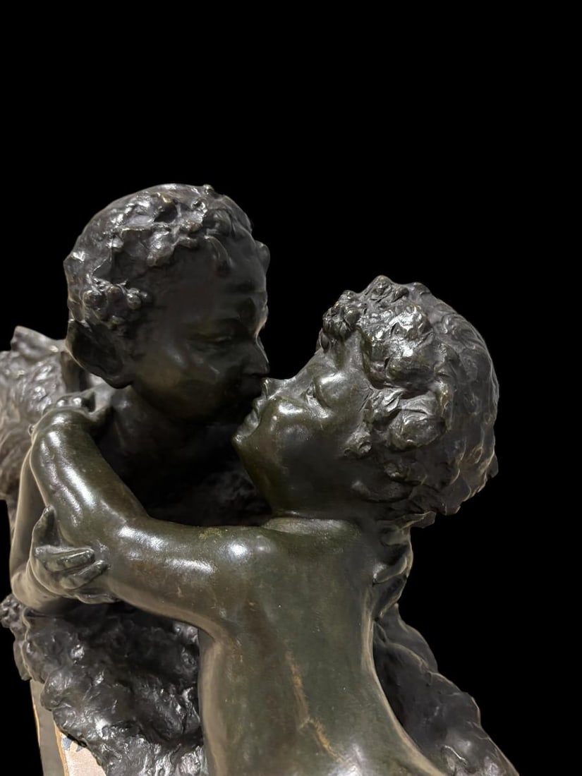 Emmanuel Fremiet Bronze on Marble - Pan & Child - 15