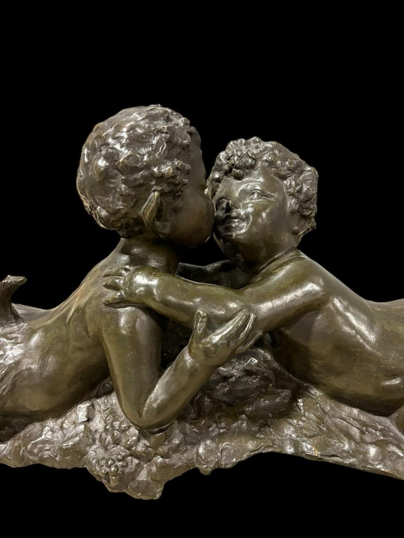 Emmanuel Fremiet Bronze on Marble - Pan & Child - 16
