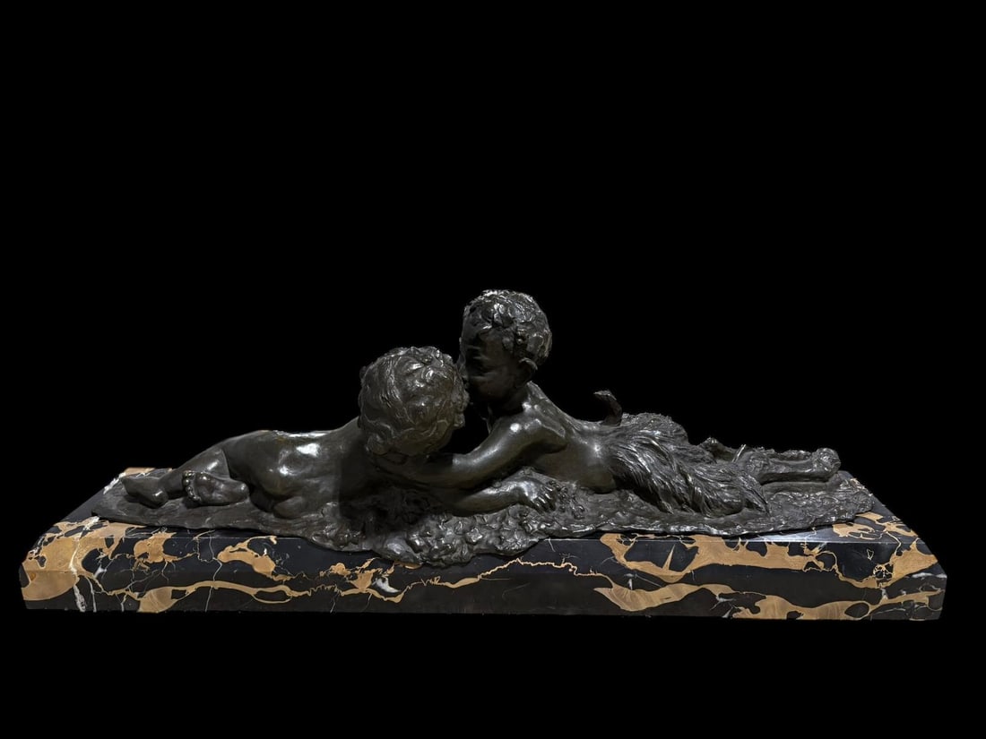 Emmanuel Fremiet Bronze on Marble - Pan & Child - 4