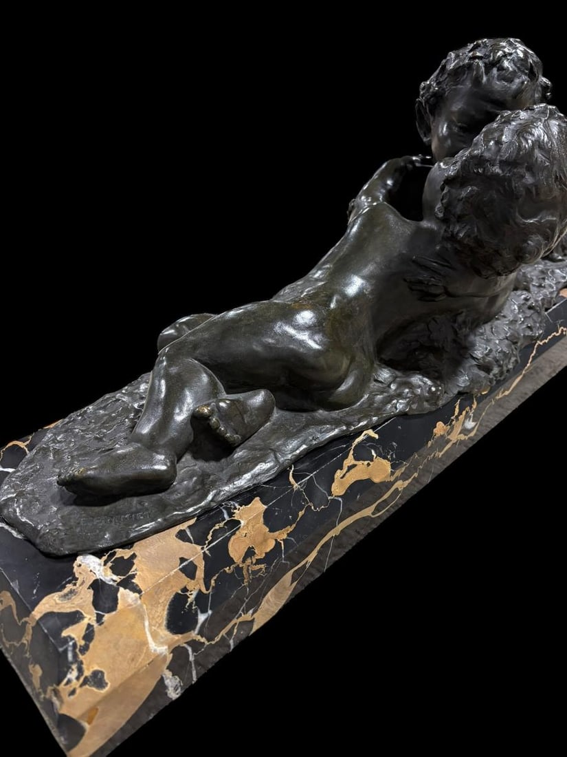 Emmanuel Fremiet Bronze on Marble - Pan & Child - 7