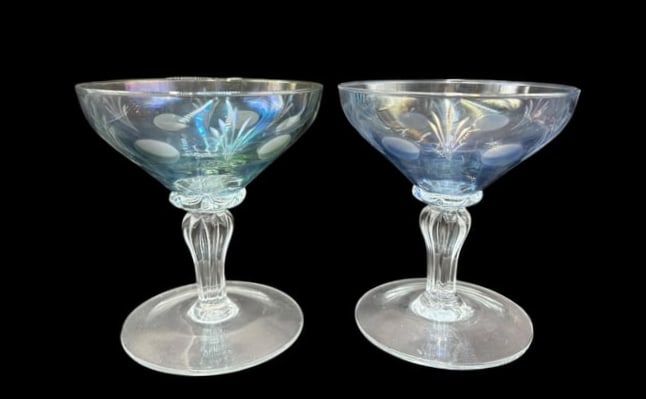 Estate Lot of 14 Cut to Clear Hand Blown Crystal Champagne/Sherbets & Cordials - 5