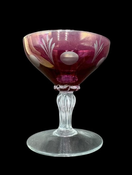 Estate Lot of 14 Cut to Clear Hand Blown Crystal Champagne/Sherbets & Cordials - 9