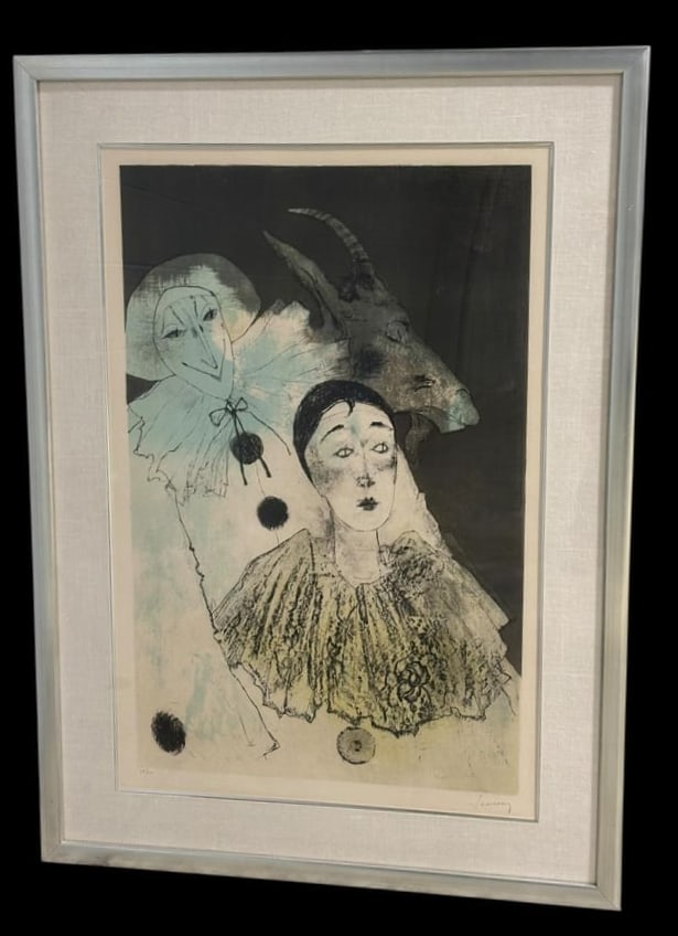 Pierrot a la Collerette Jaune signed and numbered Print by Jean Jansem 58/100 (1 of 10)