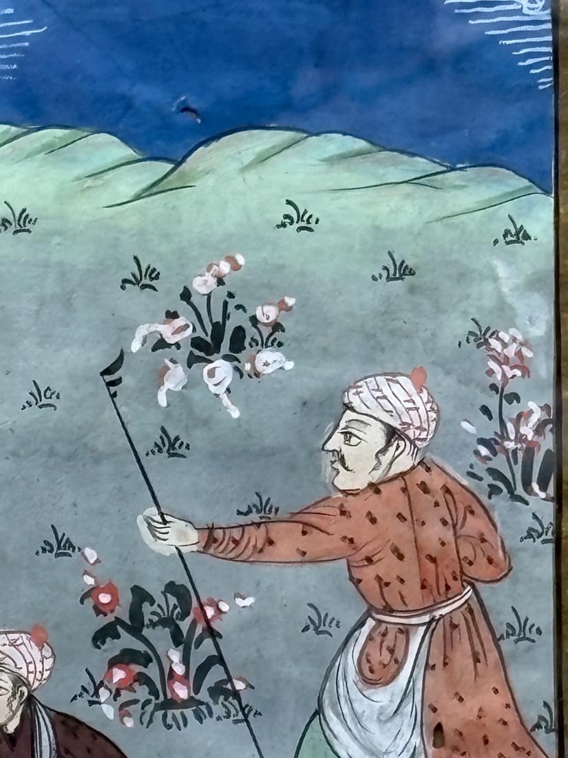 Estate Lot of 4 Vintage Framed Indo Persian Mughal Style Watercolor Paintings - 15