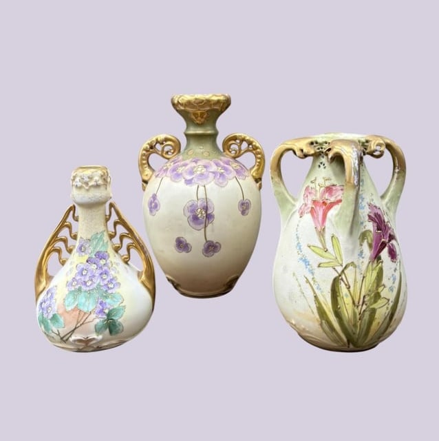 Estate Lot of 2 Austrian Amphora Turn Teplitz RSTK Vases & 1 Austrian Manufactured Vase (1 of 18)