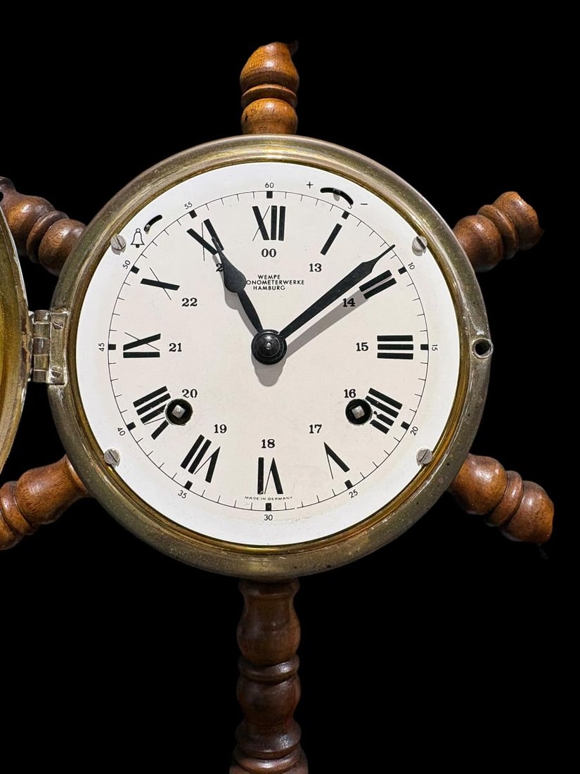 Wempe Chronometerwerke Hamburg Germany 24" Ships Wheel Clock - 3