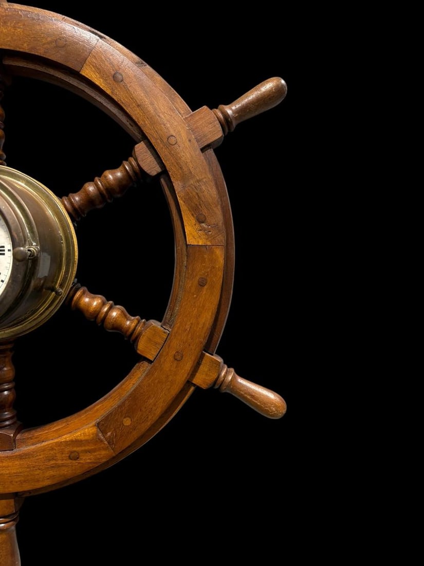 Wempe Chronometerwerke Hamburg Germany 24" Ships Wheel Clock - 7