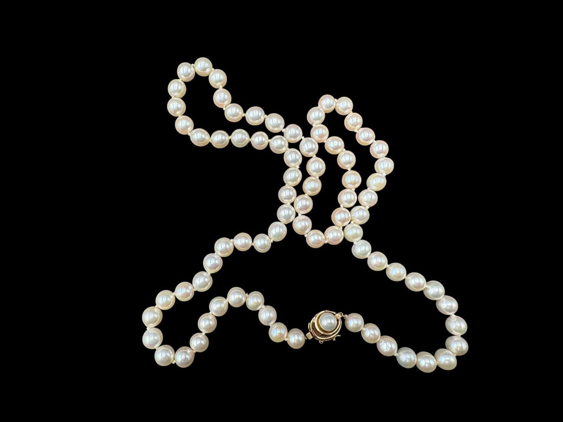 27" Cultured Tokyo Pearl Ginza Strand Necklace with 14k Gold & Pearl Clasp w/Box - 2
