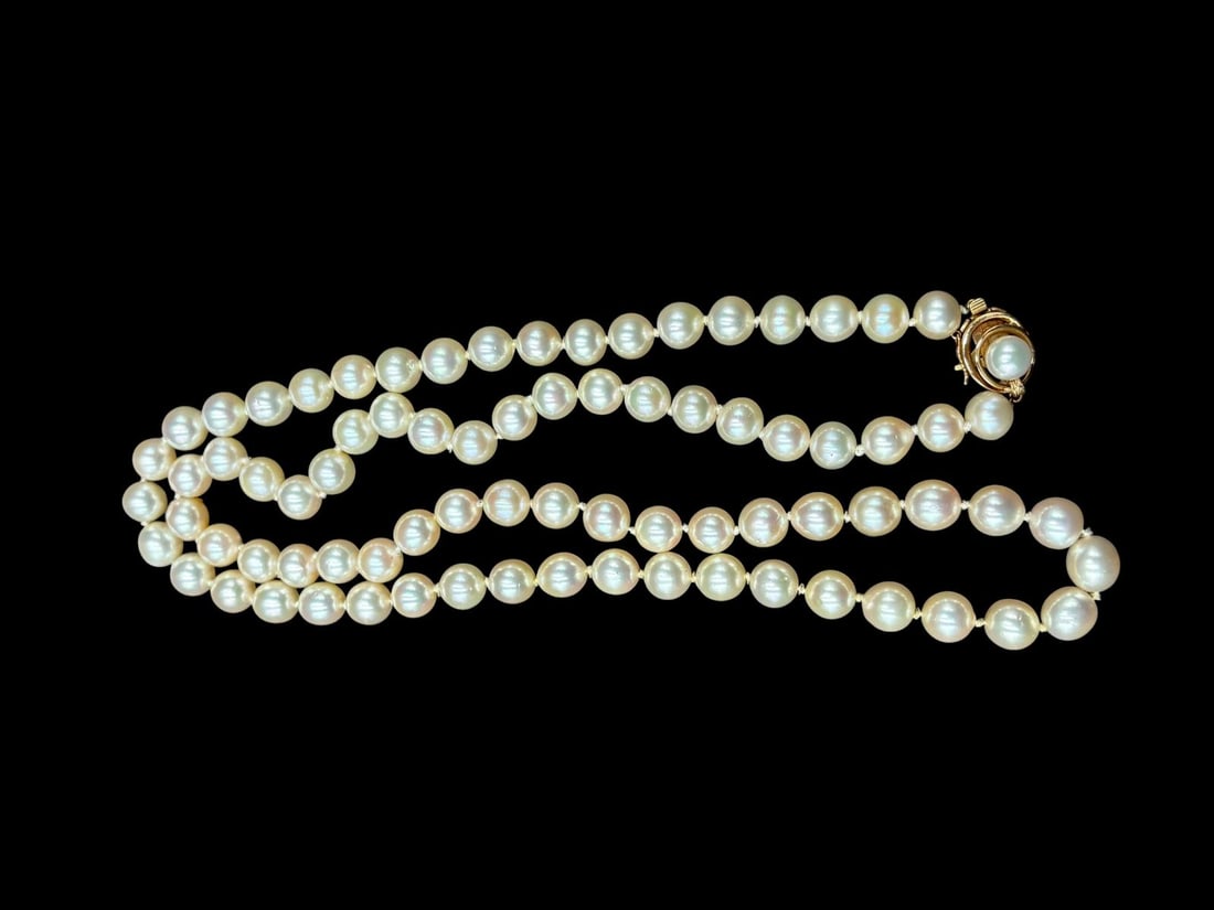 27" Cultured Tokyo Pearl Ginza Strand Necklace with 14k Gold & Pearl Clasp w/Box - 3
