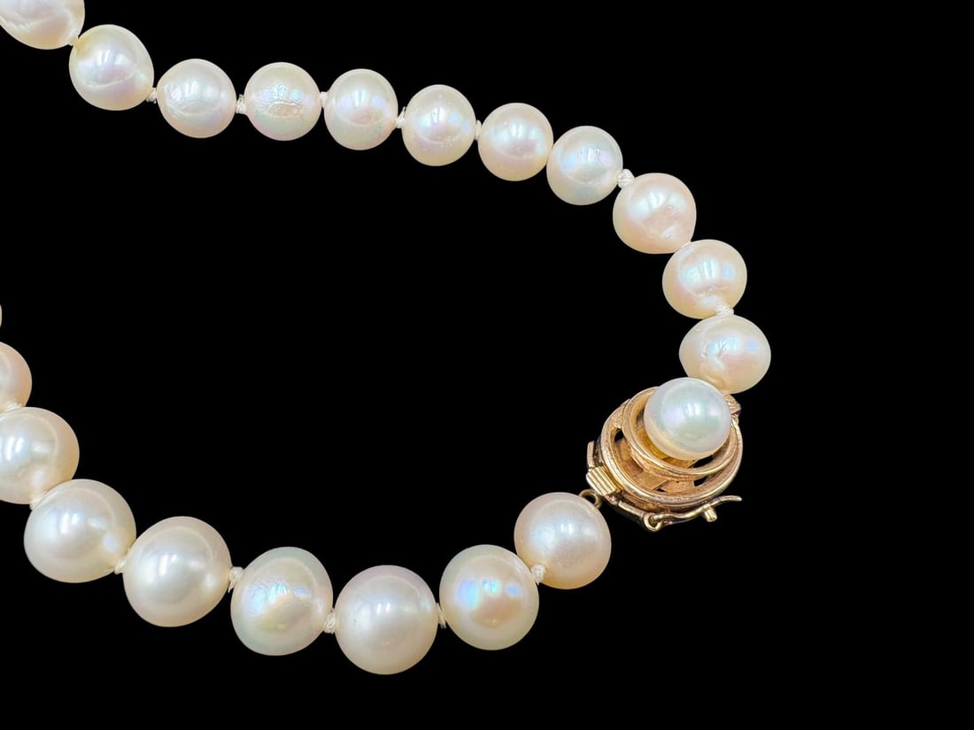 27" Cultured Tokyo Pearl Ginza Strand Necklace with 14k Gold & Pearl Clasp w/Box - 6