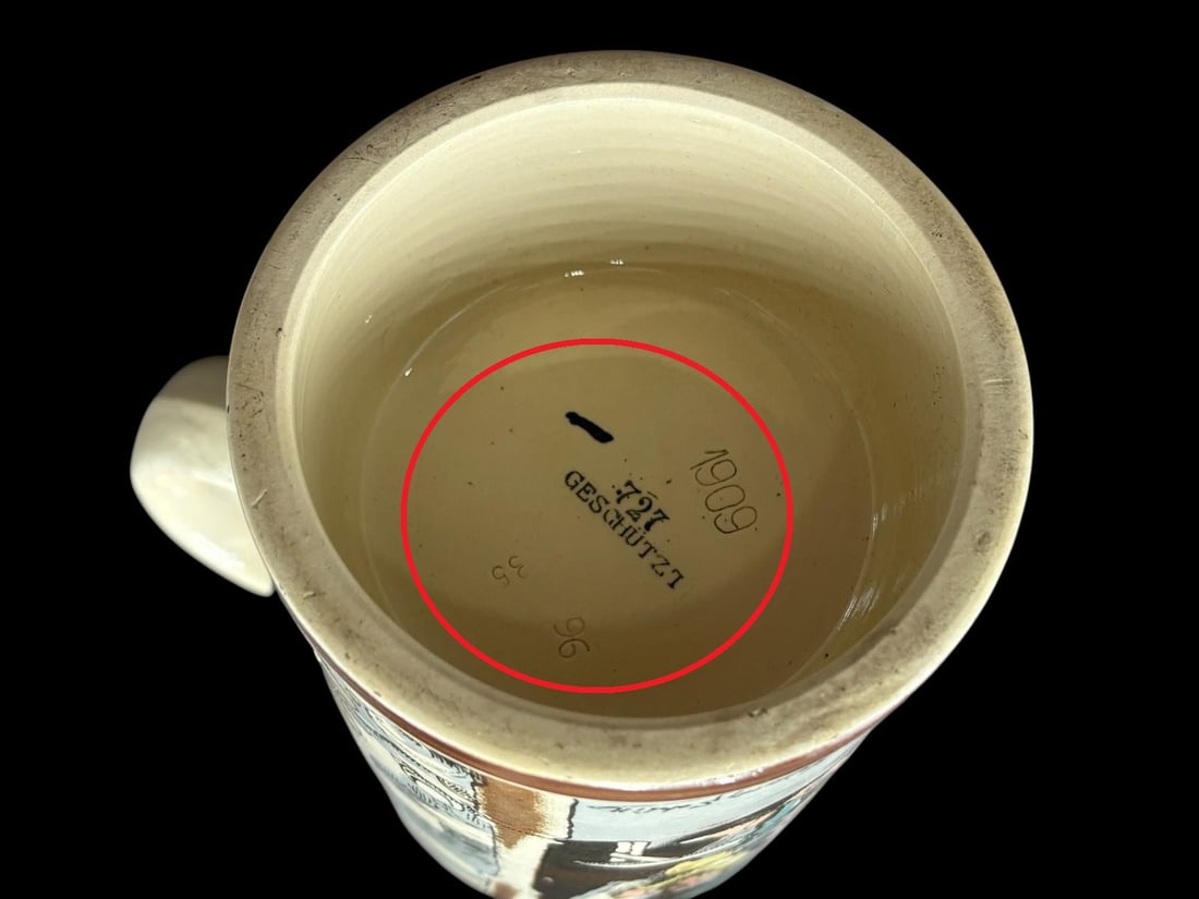 Mettlach Geschützt 1/2 Liter German 1909/727 Stein with Gnomes signed by Heinrich Schlitt - 12