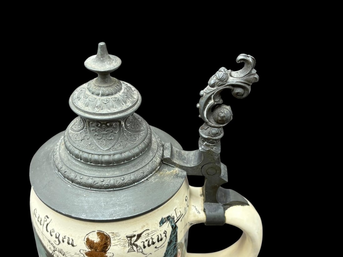 Mettlach Geschützt 1/2 Liter German 1909/727 Stein with Gnomes signed by Heinrich Schlitt - 9