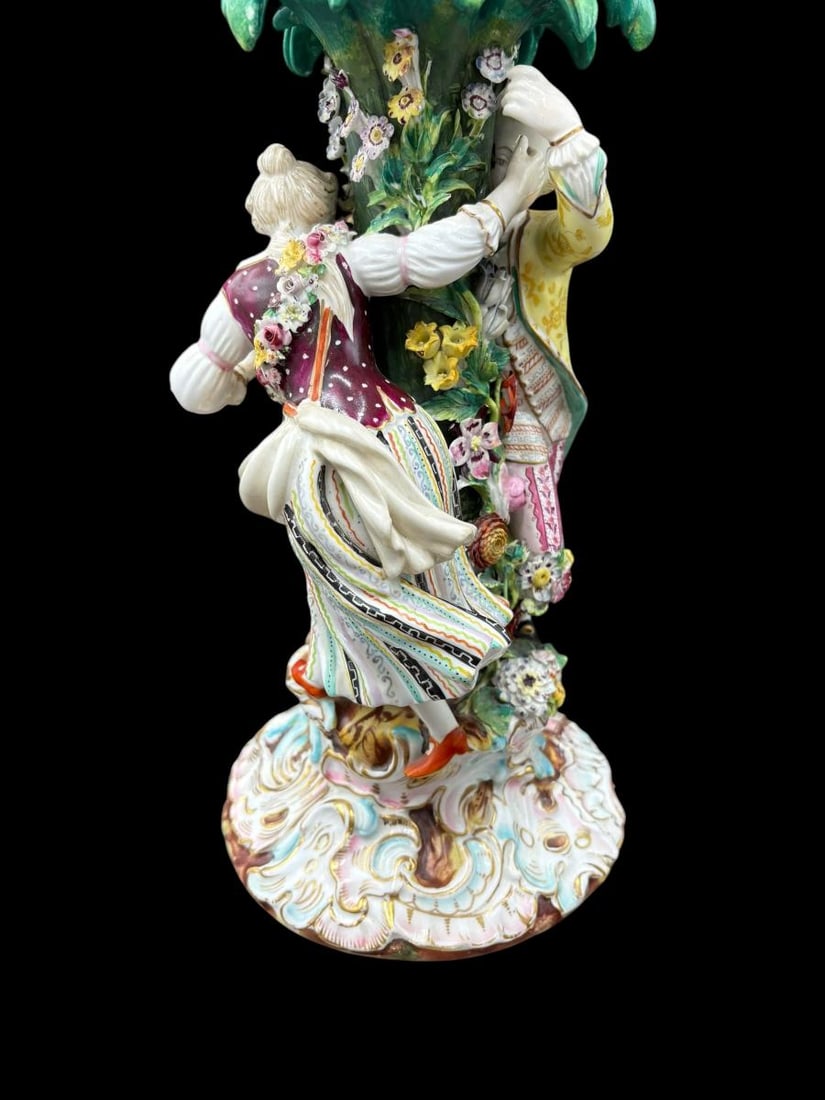 Antique Meissen Porcelain Flower-Encrusted Figural Centerpiece Base (only) - 3