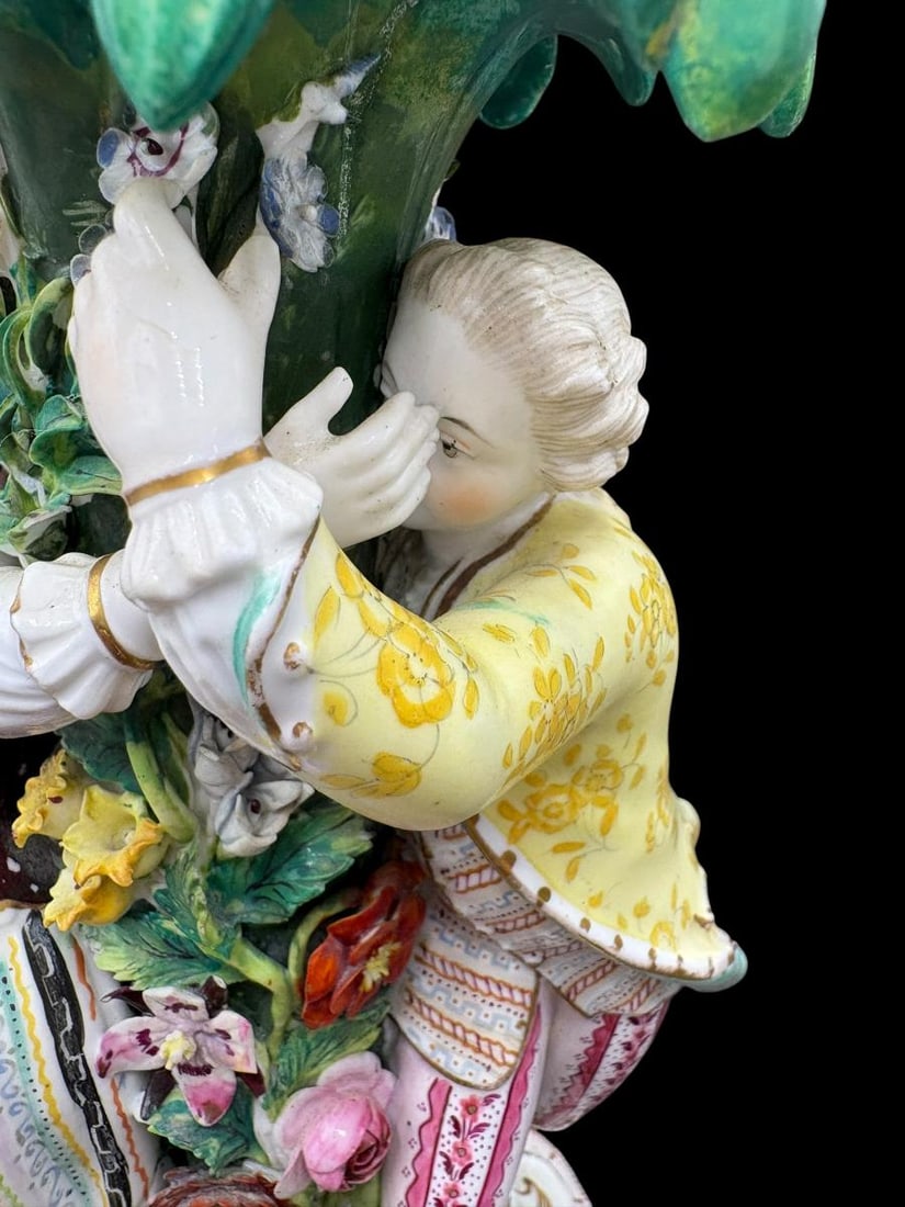 Antique Meissen Porcelain Flower-Encrusted Figural Centerpiece Base (only) - 4