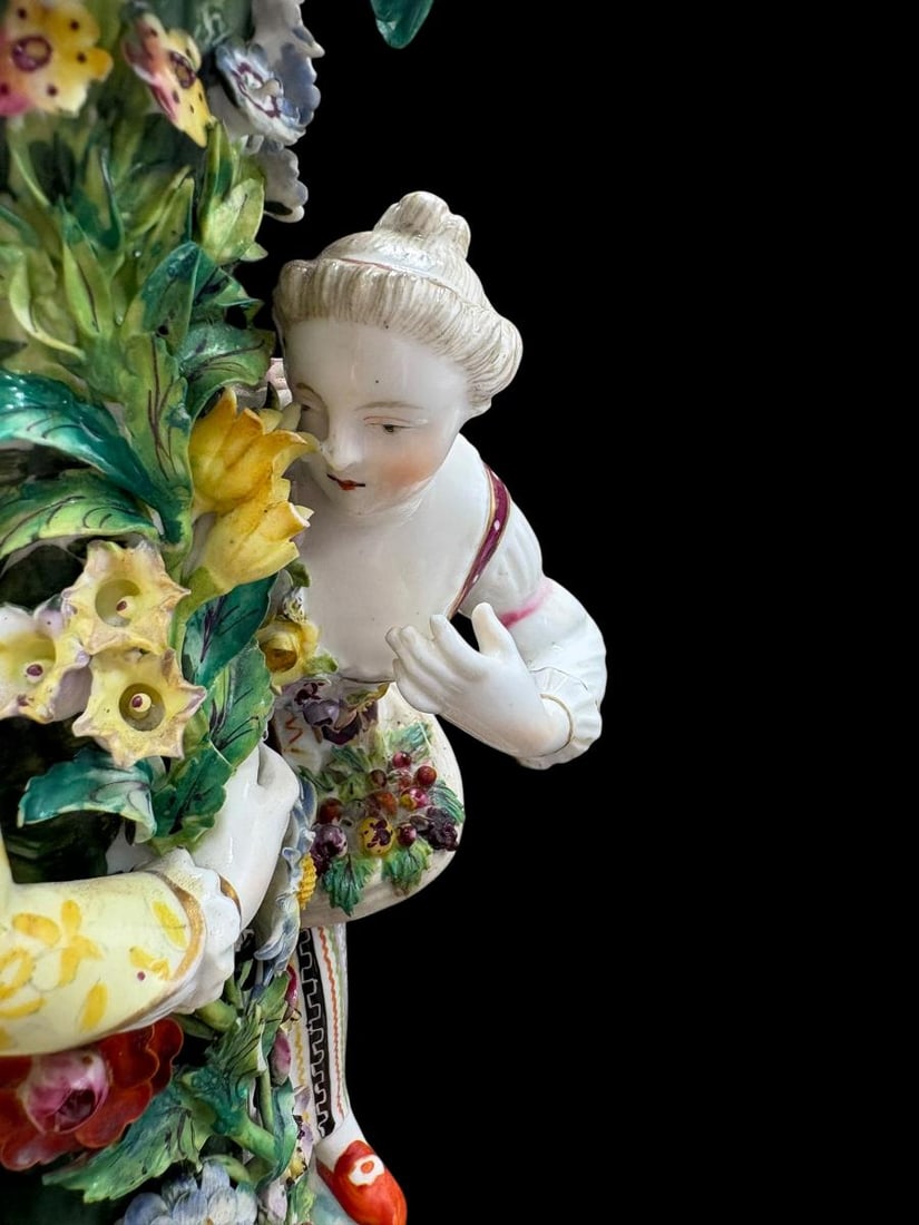 Antique Meissen Porcelain Flower-Encrusted Figural Centerpiece Base (only) - 5