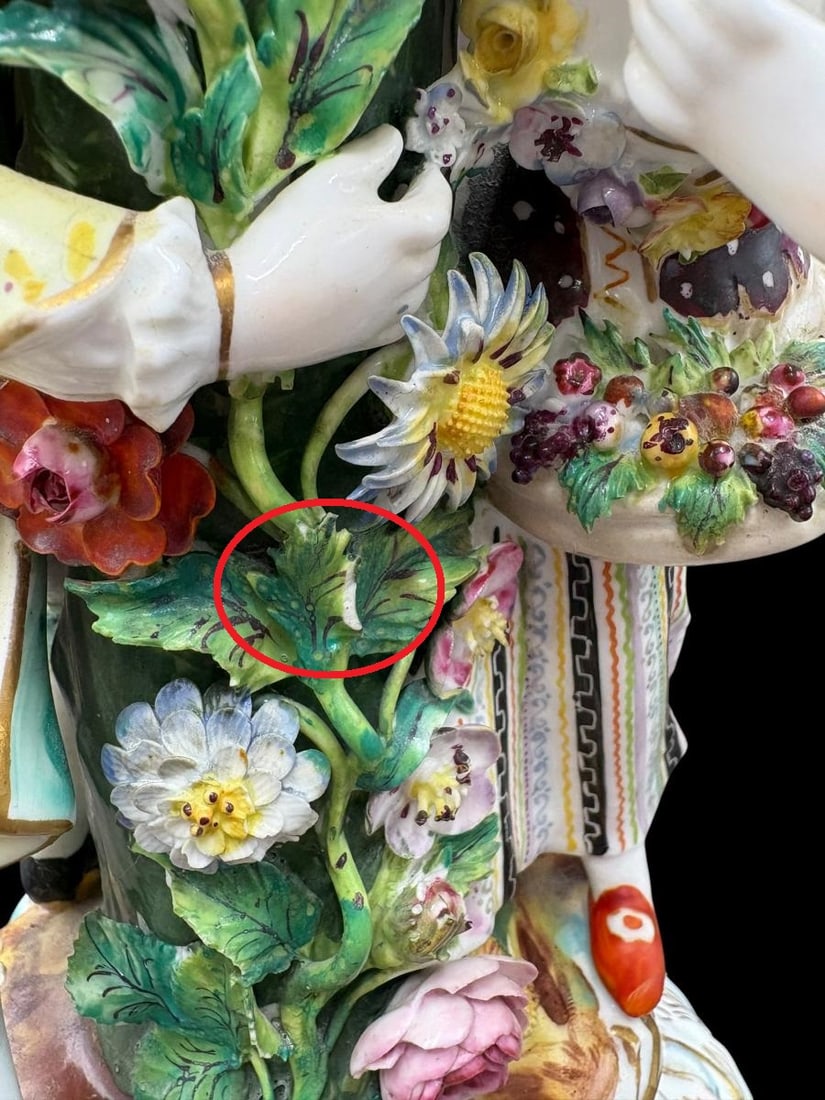 Antique Meissen Porcelain Flower-Encrusted Figural Centerpiece Base (only) - 6