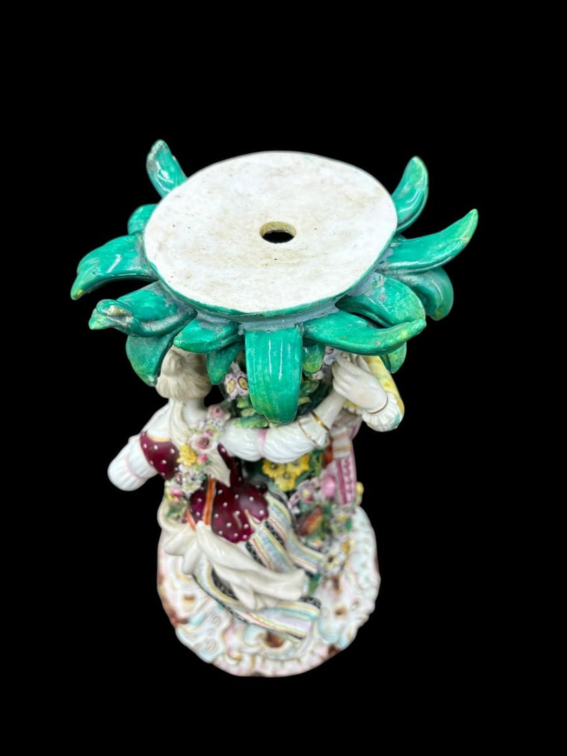 Antique Meissen Porcelain Flower-Encrusted Figural Centerpiece Base (only) - 8