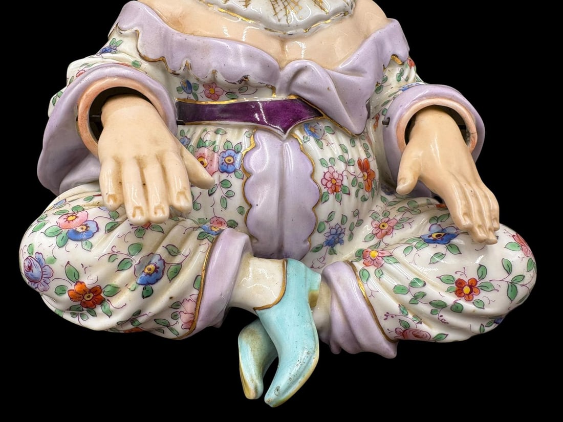 Antique Meissen-Style Porcelain Nodding Pagoda Sitting Buddha Figure - 7