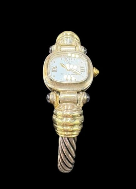 David Yurman Sterling Silver & 14k Yellow Gold Ladies Cable Watch T-68537 - 3