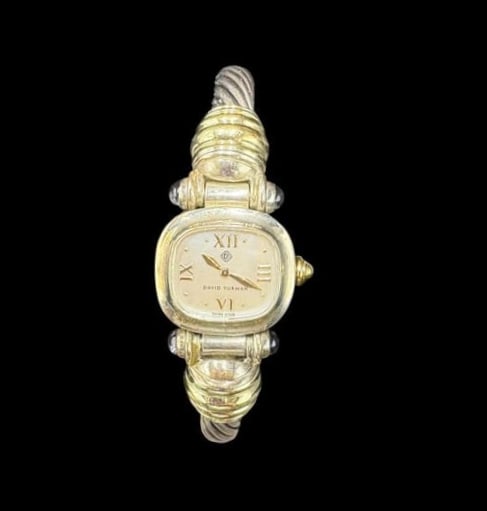David Yurman Sterling Silver & 14k Yellow Gold Ladies Cable Watch T-68537 - 4
