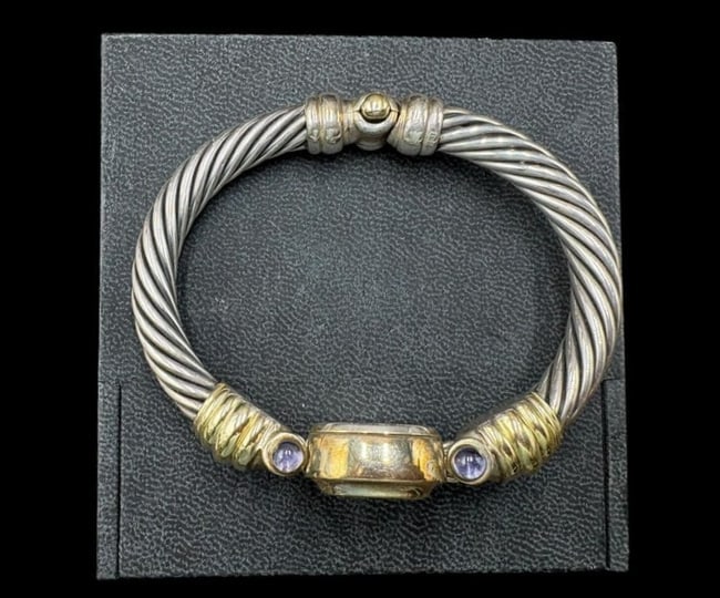 David Yurman Sterling Silver & 14k Yellow Gold Ladies Cable Watch T-68537 - 7
