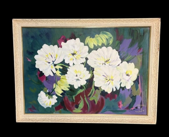 Original 1970's Oil Painting by Israeli Artist Milia Laufer "Flowers" (1 of 18)