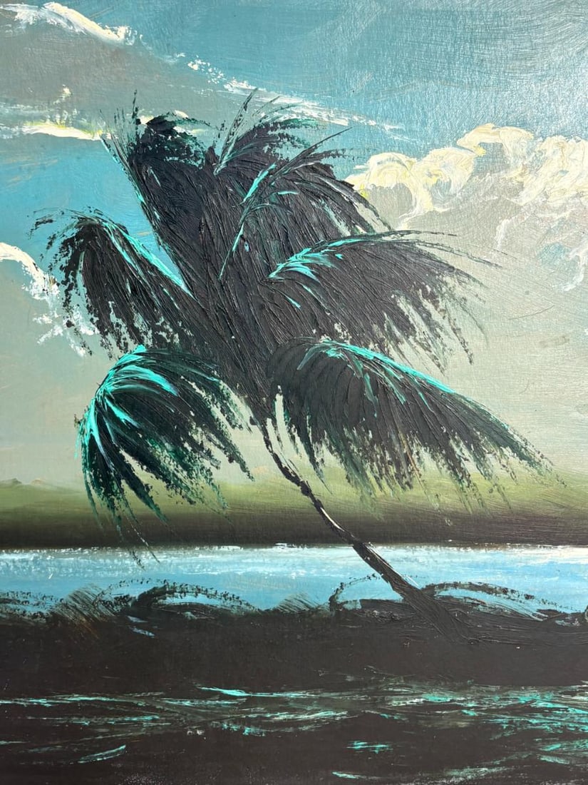 James Gibson Florida Highwayman Large Night Palms Painting on Upson Board - 3