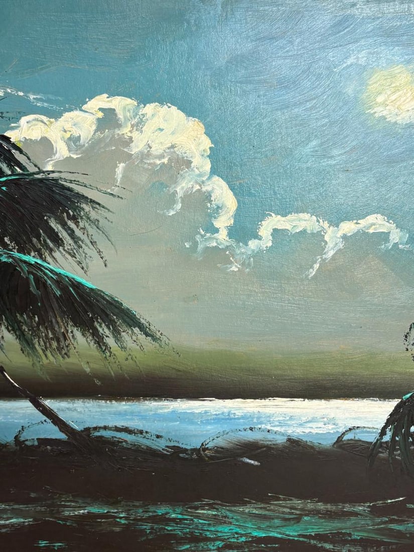 James Gibson Florida Highwayman Large Night Palms Painting on Upson Board - 4