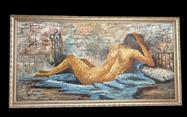 Large Figurative Nude Female Modern Oil on Canvas by Edward "Barton": Large Figurative Nude Female Modern Oil on Canvas by Edward "Barton". Edward Barton, American artist (1926-2012) was self taught artist. He was born on June 24, 1926 in New York, and made his home in 