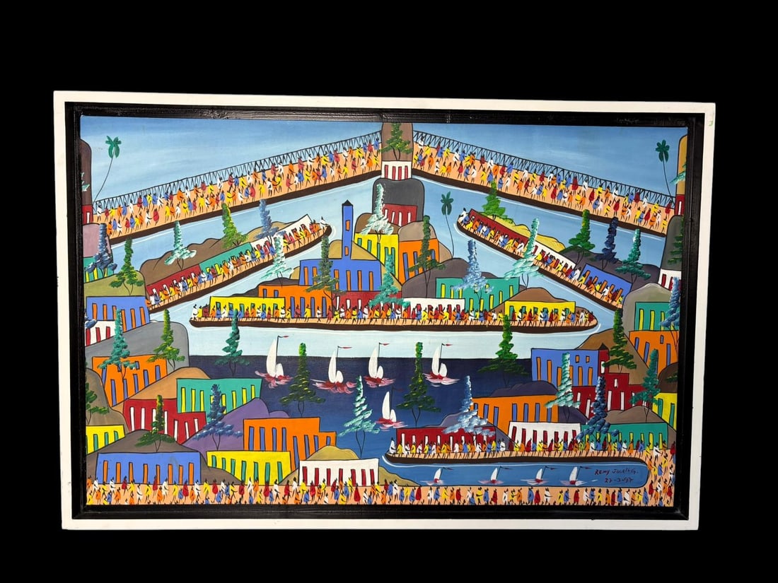 Artwork "Colorful Island Waterway" signed by Artist Remy Joseph G. dated 3-27-1997 (1 of 15)