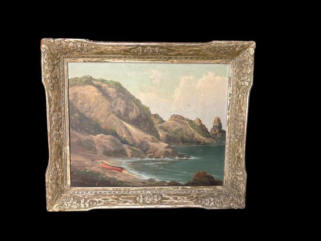 California Coastline Oil on Canvas Signed by Artist Joseph Frey - 2