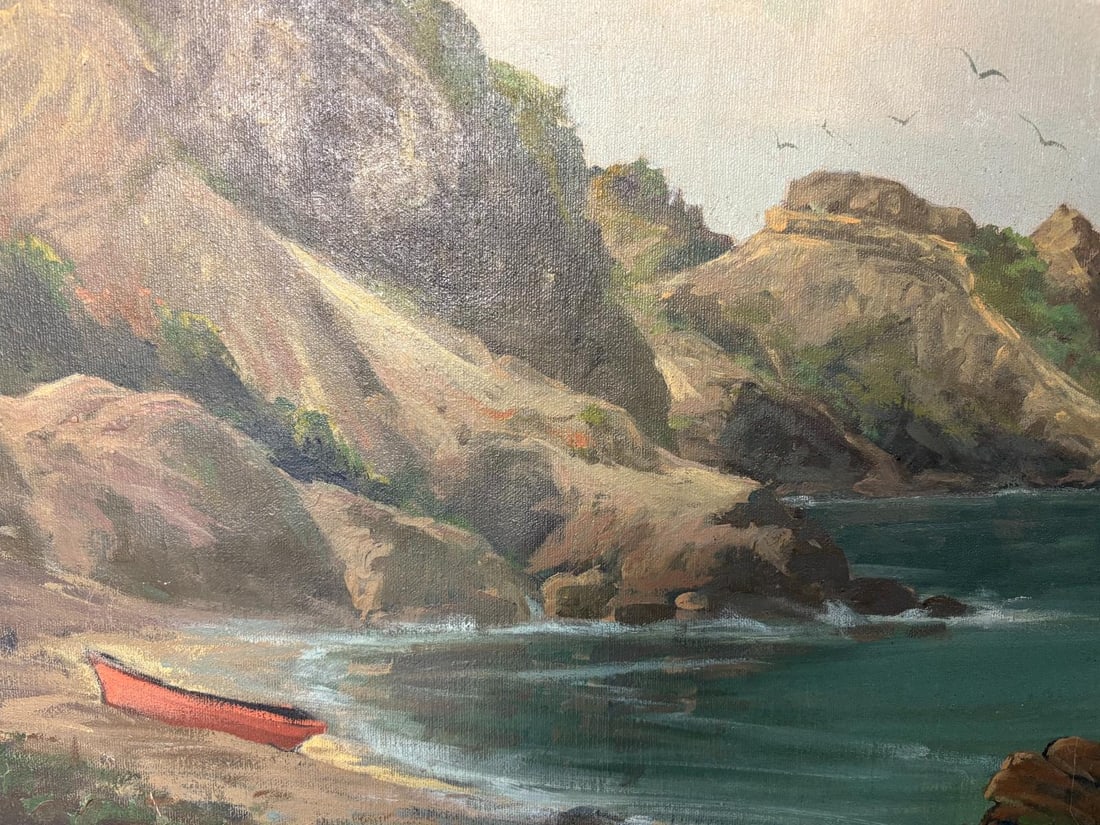 California Coastline Oil on Canvas Signed by Artist Joseph Frey - 3