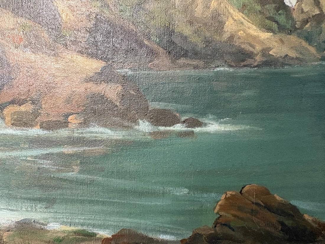 California Coastline Oil on Canvas Signed by Artist Joseph Frey - 5