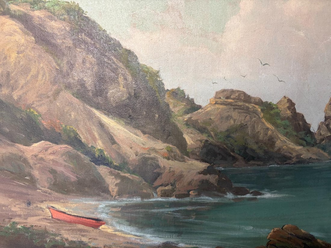 California Coastline Oil on Canvas Signed by Artist Joseph Frey - 6
