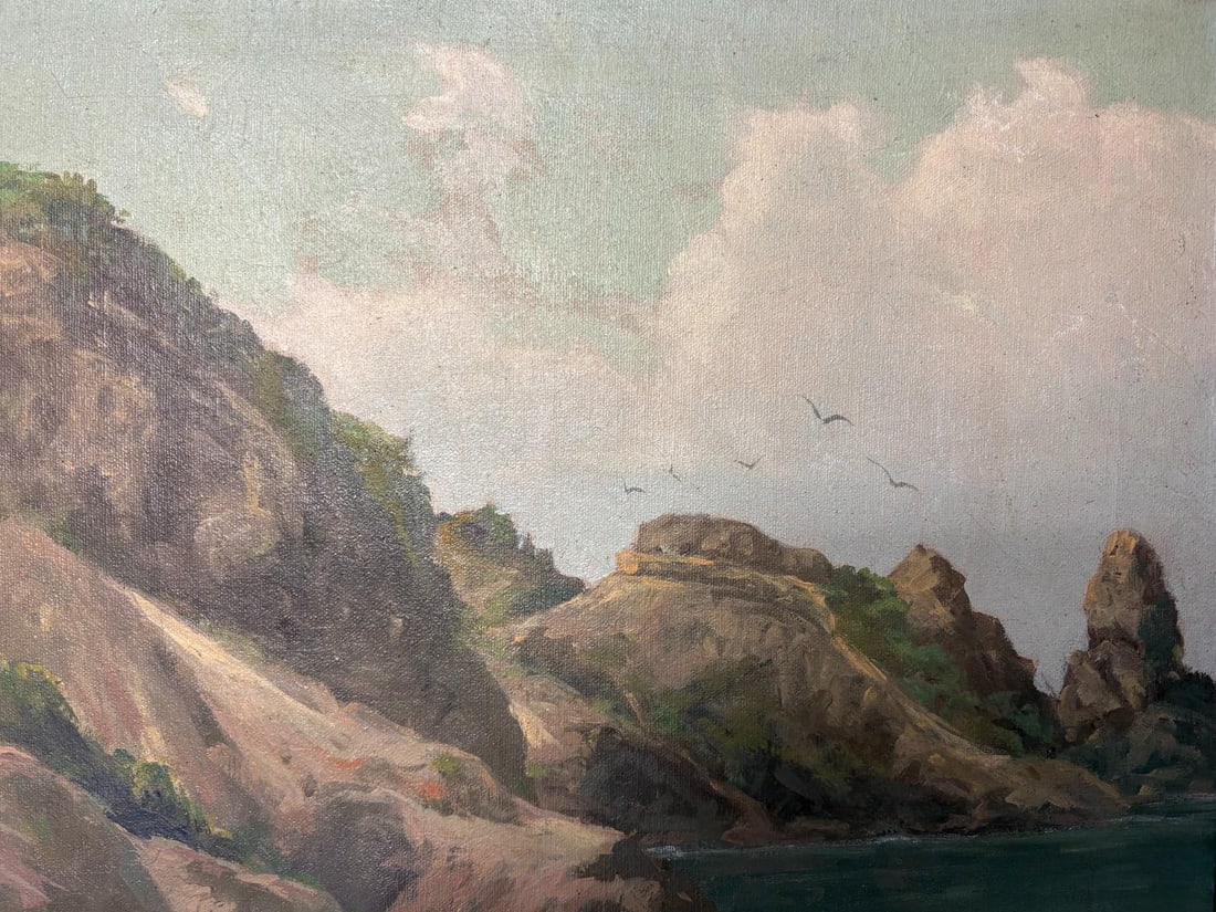California Coastline Oil on Canvas Signed by Artist Joseph Frey - 7