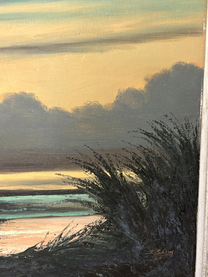 1967 James Gibson Florida Highwayman "At Dusk in the Swamp"Painting on Upson Board - 4
