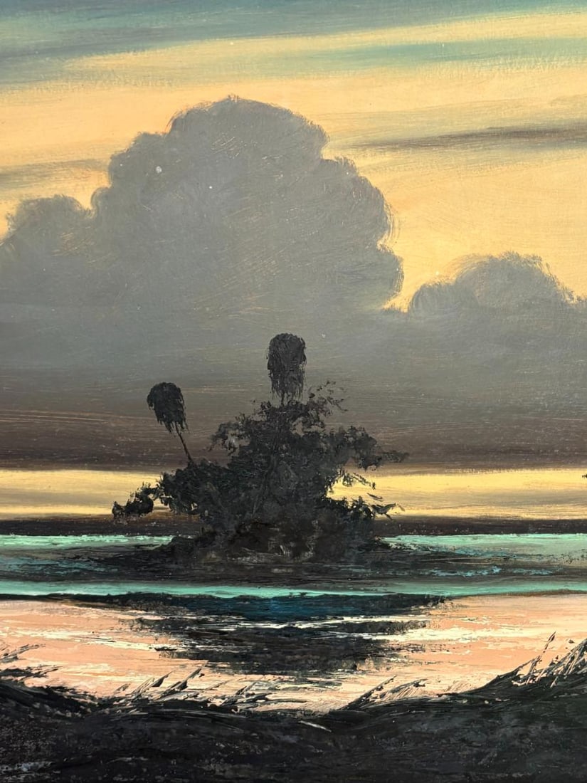 1967 James Gibson Florida Highwayman "At Dusk in the Swamp"Painting on Upson Board - 5