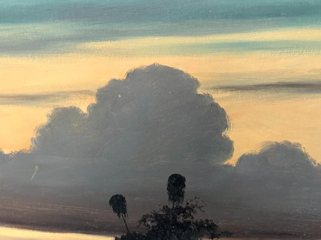 1967 James Gibson Florida Highwayman "At Dusk in the Swamp"Painting on Upson Board - 7