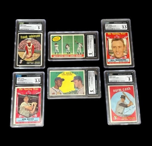 1959 Topps (6) Graded Baseball Cards- Frank Robinson, Willie Mays, Hank Aaron... (1 of 14)