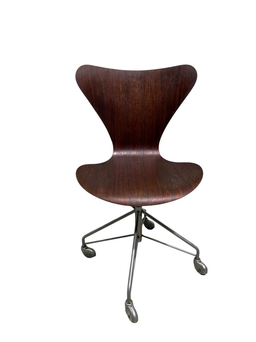 Mid Century Fritz Hansen Denmark Wood & Chrome Chair by Arne Jacobsen (1 of 15)