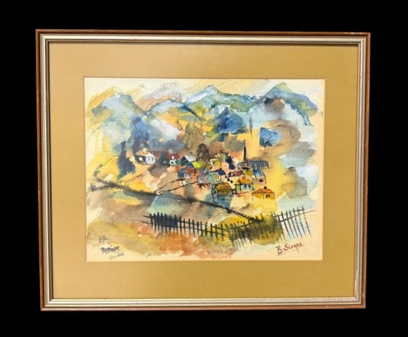 Signed Watercolor by Artist Burr Singer (1912-1992) "Alpine Village" (1 of 12)