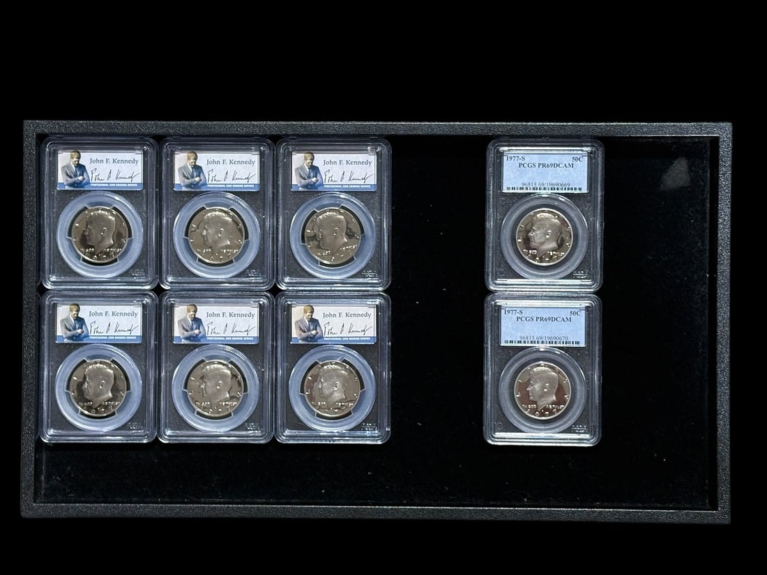 Estate Lot of 8 1977-S Kennedy Half Dollars PCGS PR69DCAM Graded (1 of 4)
