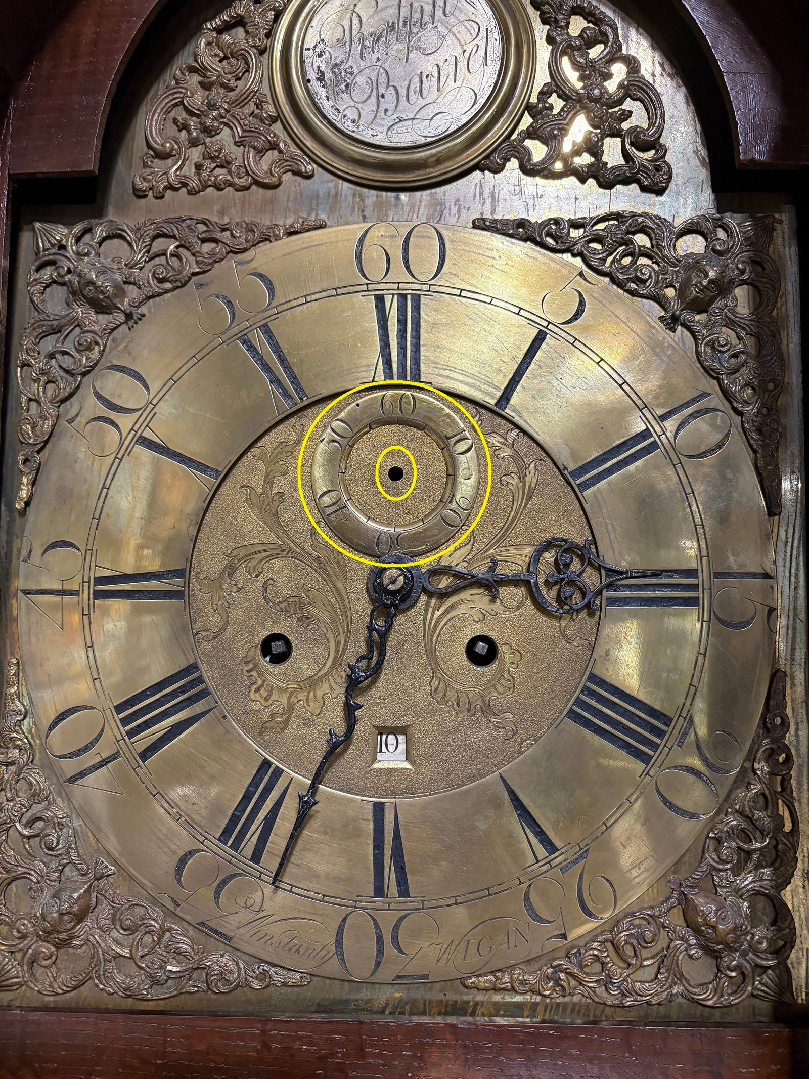 Antique Ralph Barret Tall Case Clock - Calendar Dial - Signed "Winstanley of Wigan" Circa 1780 - 7