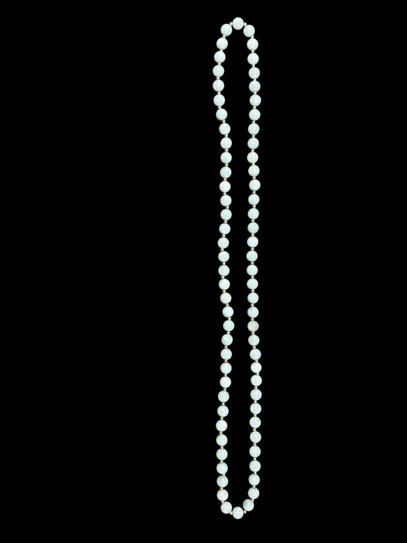 Estate Lot of 2 - Jade Beaded Necklaces Light & Dark Jade 15" Drop - 3