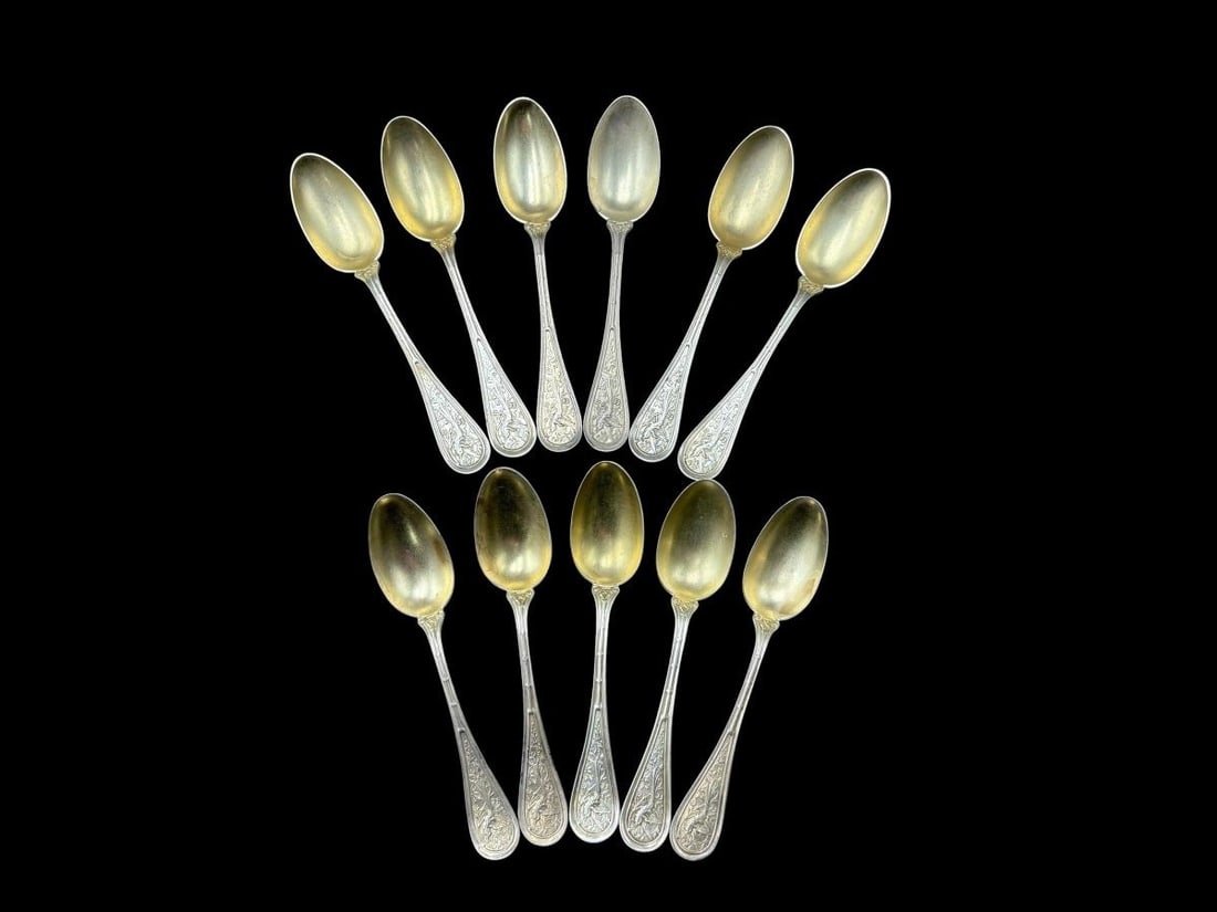 1870's of 11 "John Wendt Bird" Sterling Silver Demitasse Spoons 5.18 troy ounces (1 of 7)